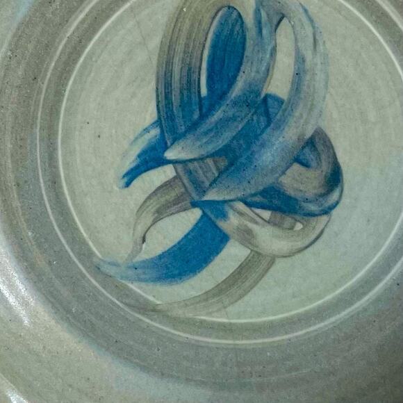 Vtg Signed Studio Stoneware Pottery Pie Plate Dish Pan Ruffled Edge Hand-Made - Picture 8 of 8